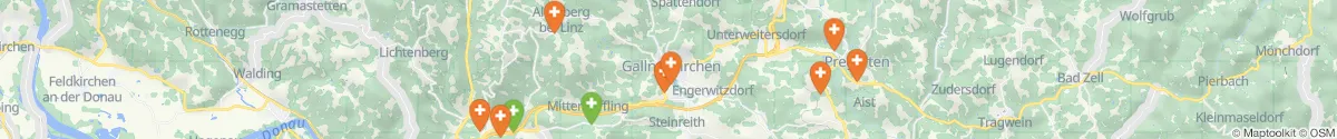 Kartenansicht für Apotheken-Notdienste in der Nähe von Alberndorf in der Riedmark (Urfahr-Umgebung, Oberösterreich)